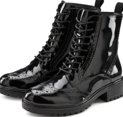 Stiefeletten|Stiefel|LASCANA Schnürboots schwarz-shiny
