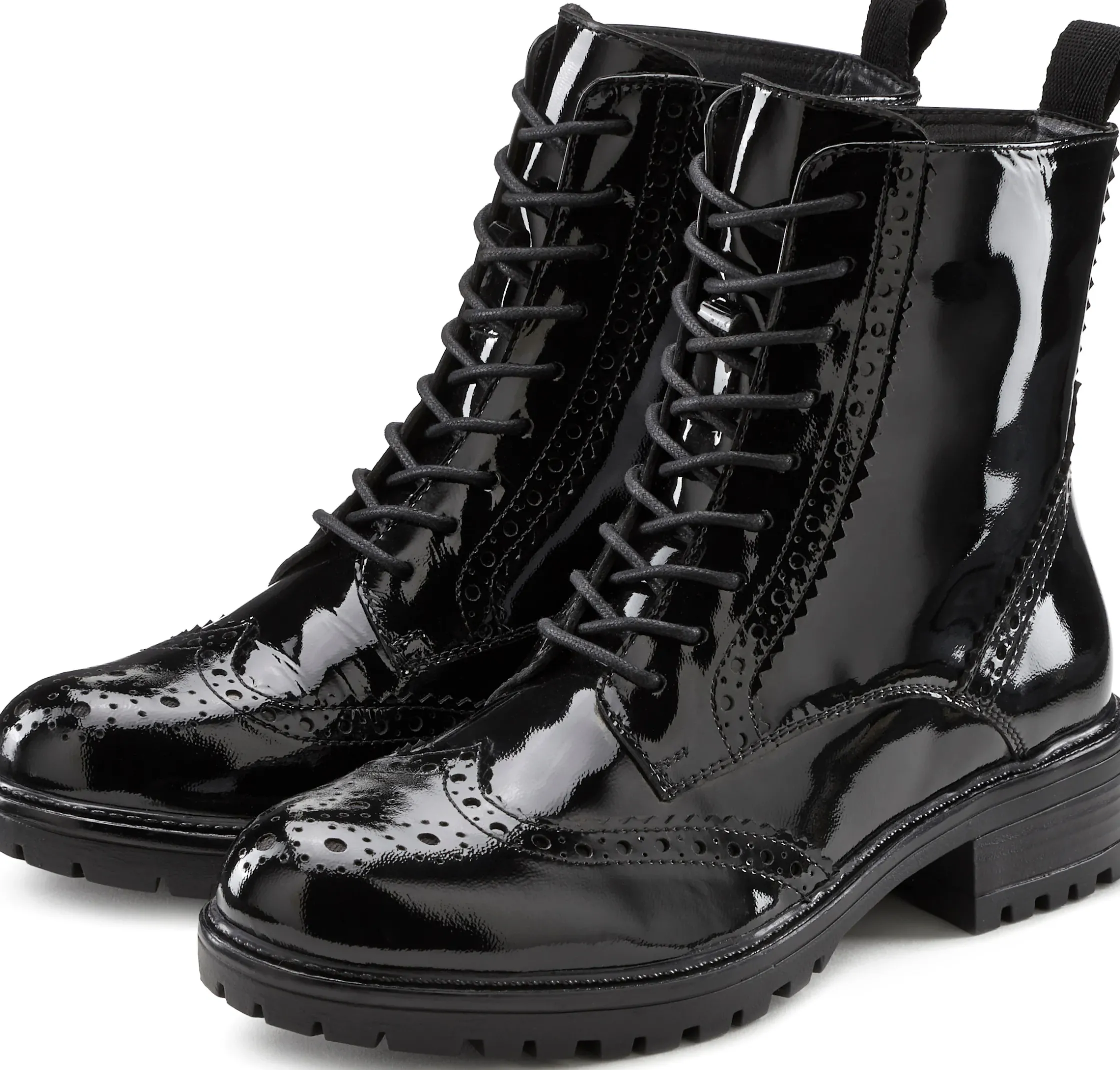 Stiefeletten|Stiefel|LASCANA Schnürboots schwarz-shiny