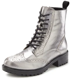 Stiefeletten|Stiefel|LASCANA Schnürboots silberfarben