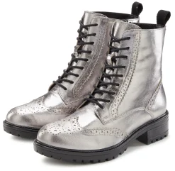 Stiefeletten|Stiefel|LASCANA Schnürboots silberfarben