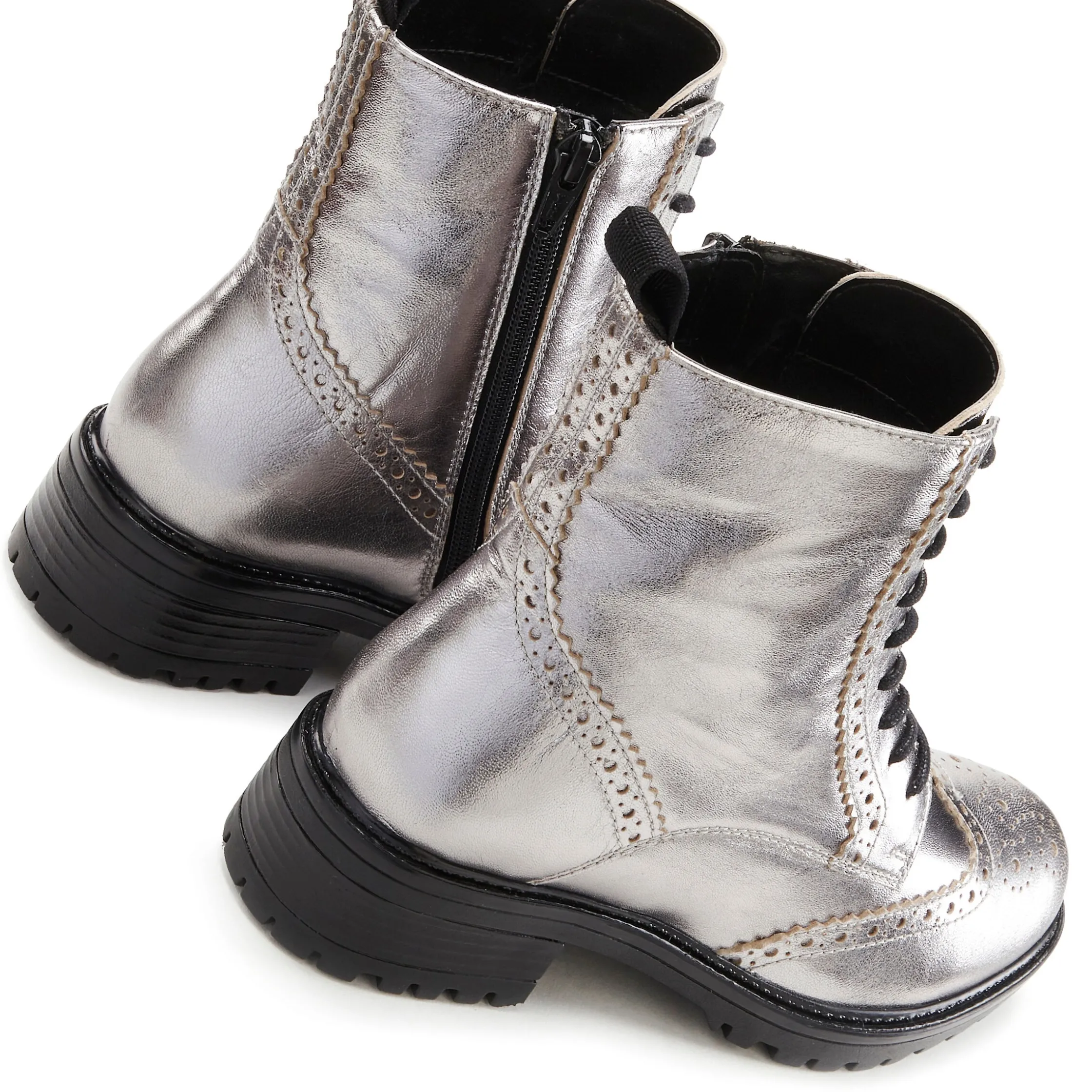 Stiefeletten|Stiefel|LASCANA Schnürboots silberfarben