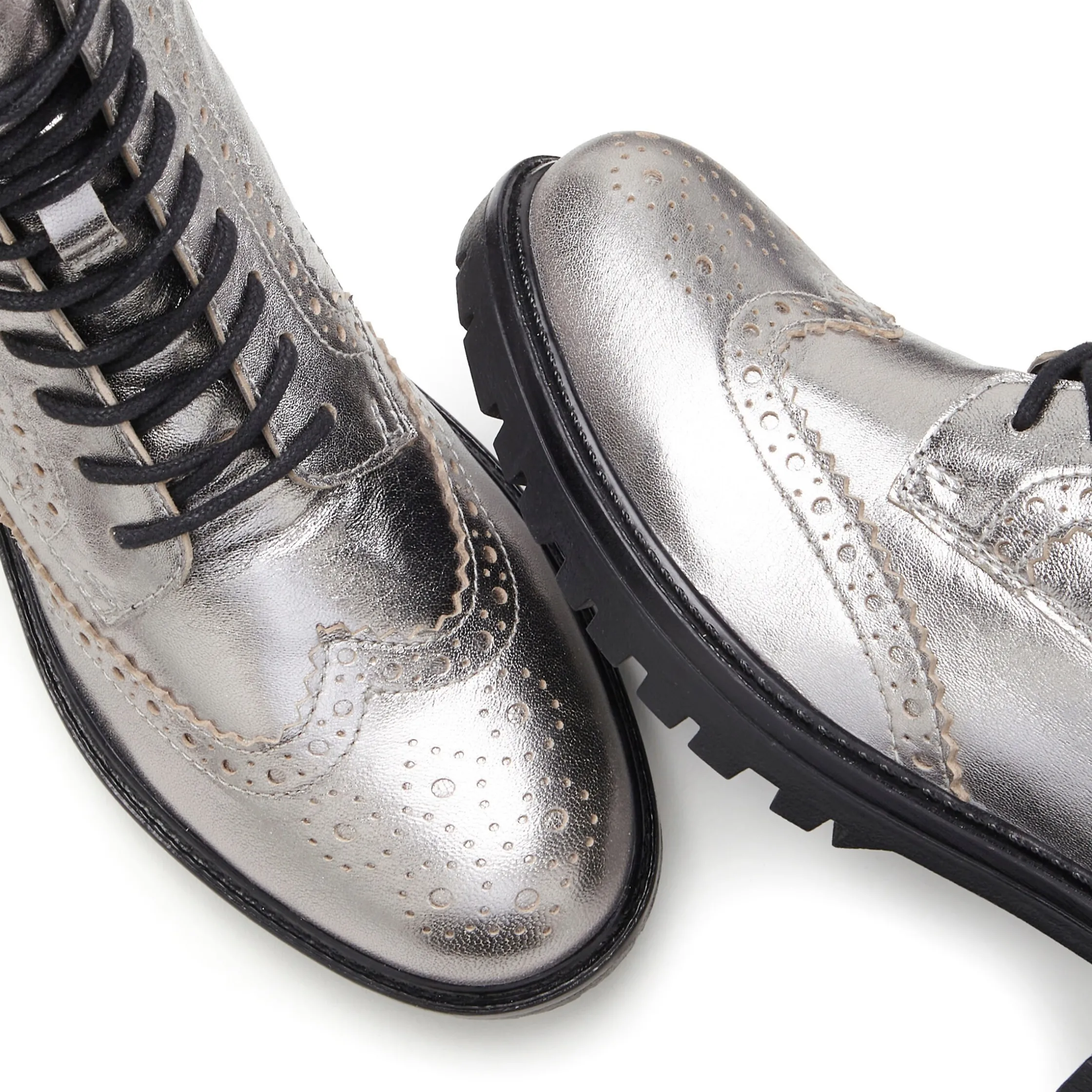 Stiefeletten|Stiefel|LASCANA Schnürboots silberfarben