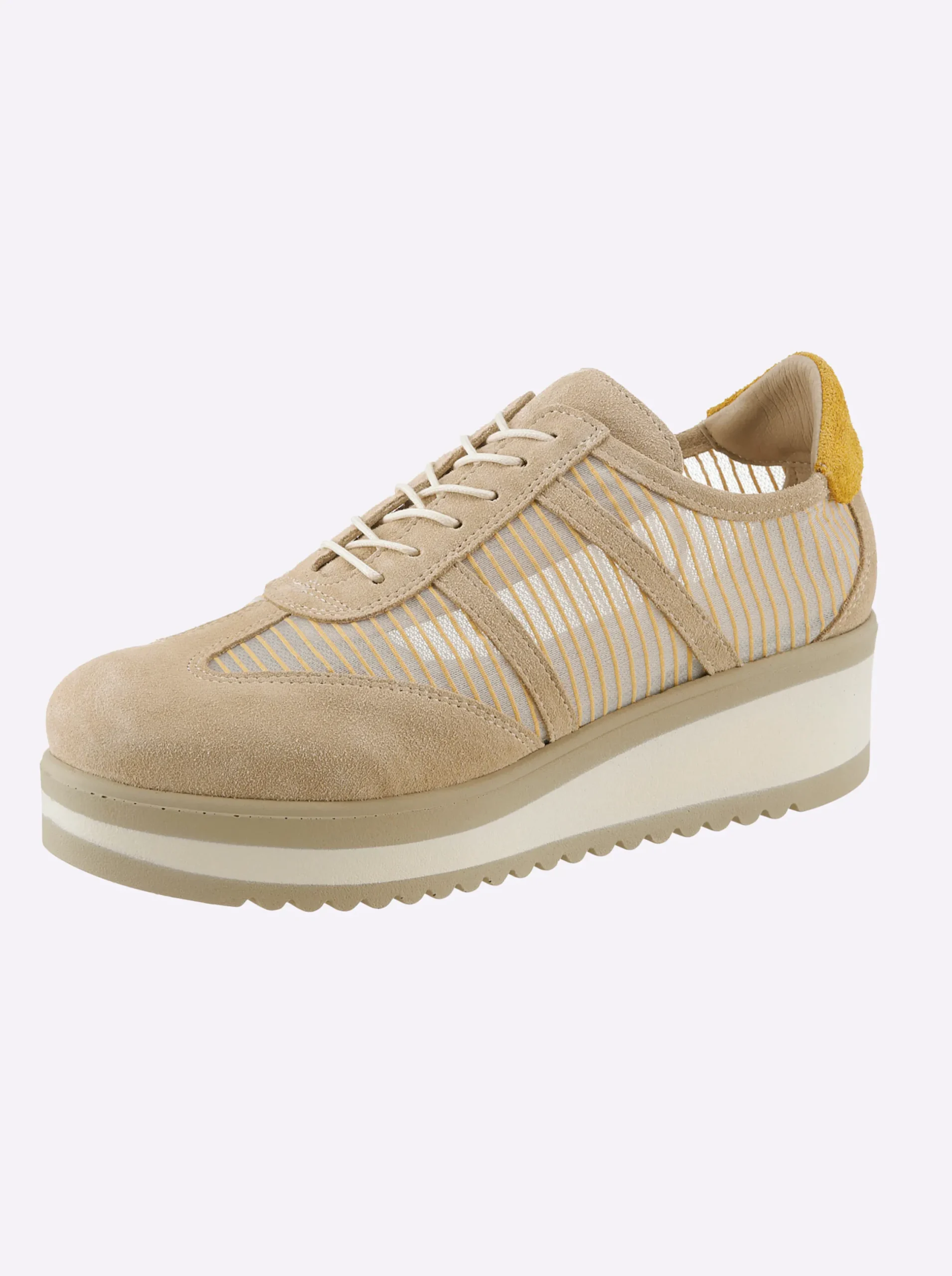 Sneakers & Schnürer|heine Schnürer sand-gelb-gemustert