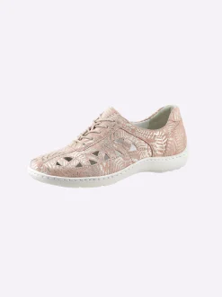 Sneakers & Schnürer|Waldläufer Schnürschuh mit Perforation und Glanz-Akzenten beige