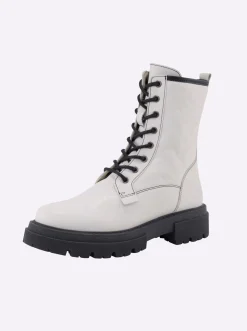 Stiefeletten|Stiefel|heine Schnürstiefelette weiß-schwarz