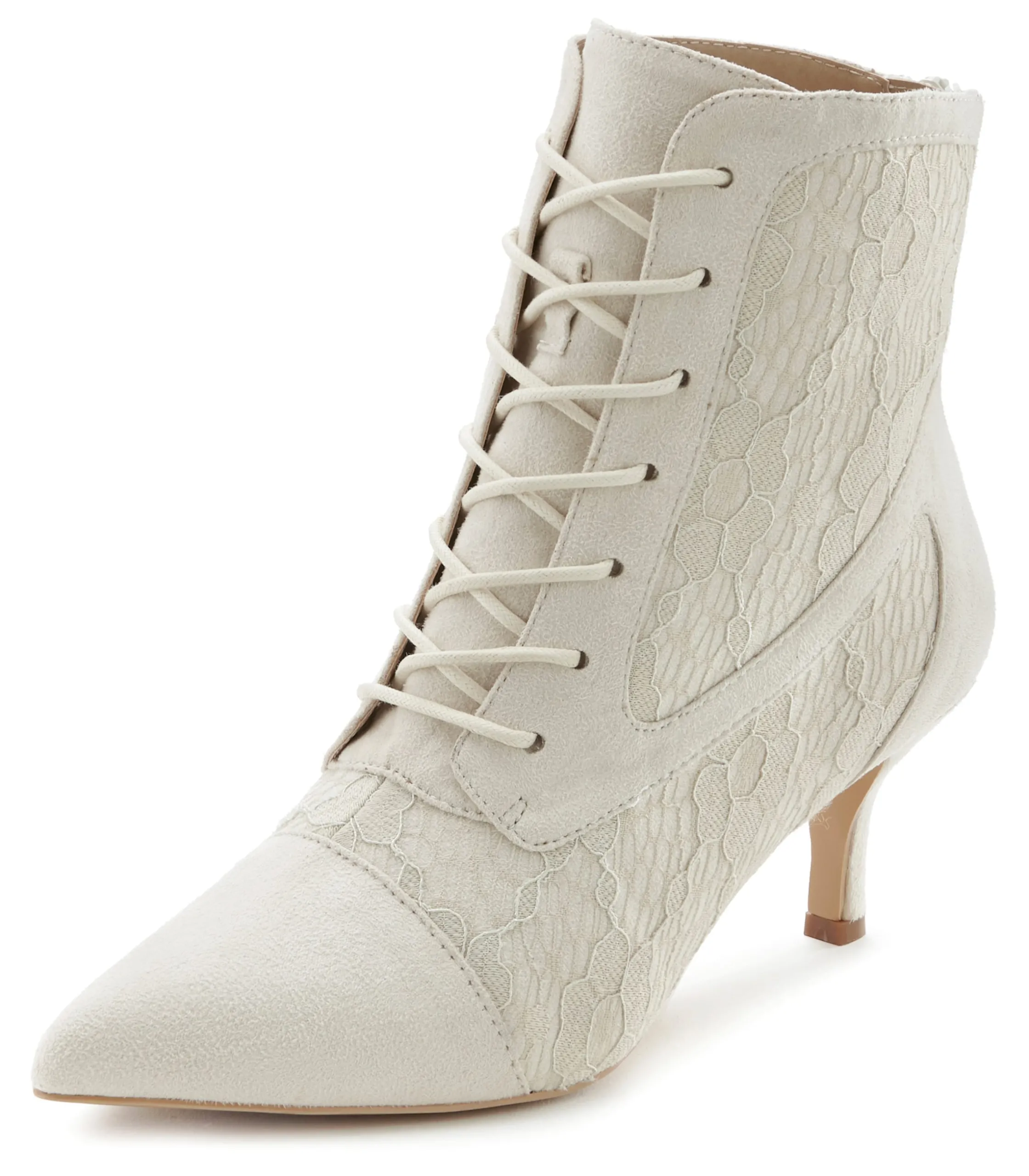 Stiefeletten|Stiefel|LASCANA Schnürstiefelette beige