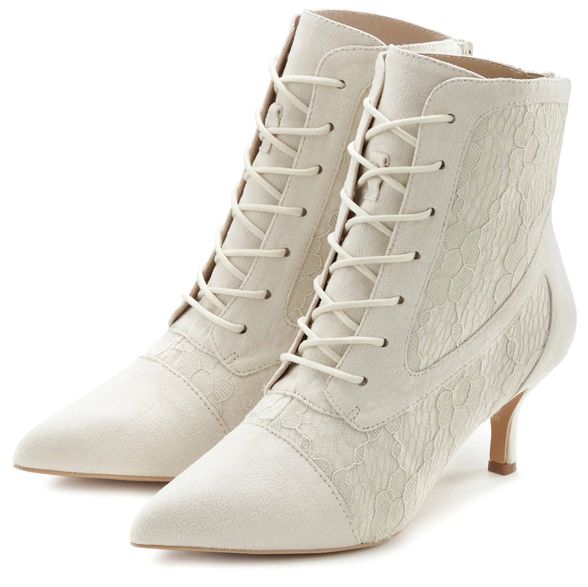 Stiefeletten|Stiefel|LASCANA Schnürstiefelette beige