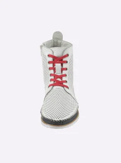 Stiefeletten|Stiefel|Andrea Conti Schnürstiefelette weiß-rot