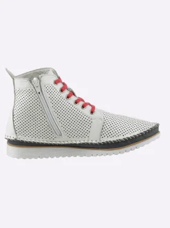 Stiefeletten|Stiefel|Andrea Conti Schnürstiefelette weiß-rot
