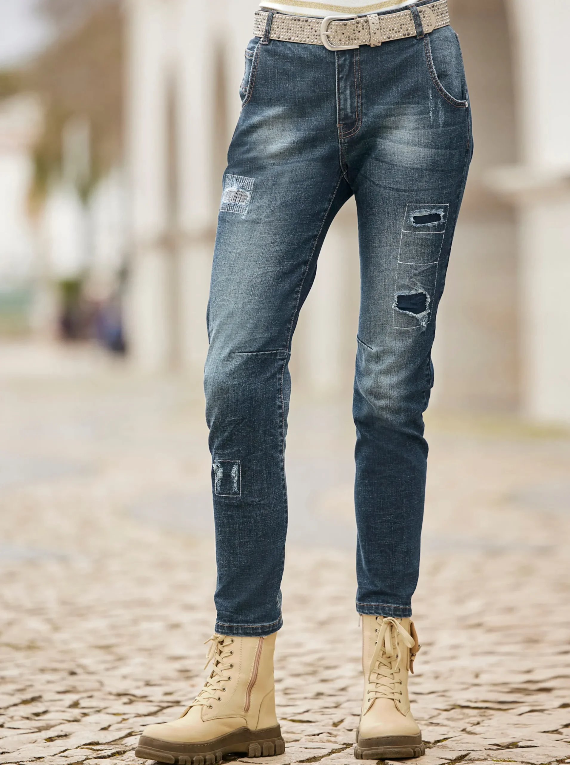 Stiefeletten|Stiefel|Andrea Conti Schnürstiefelette creme
