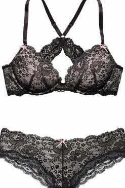 Bhs|LASCANA Set: Push-up-BH schwarz-rosa