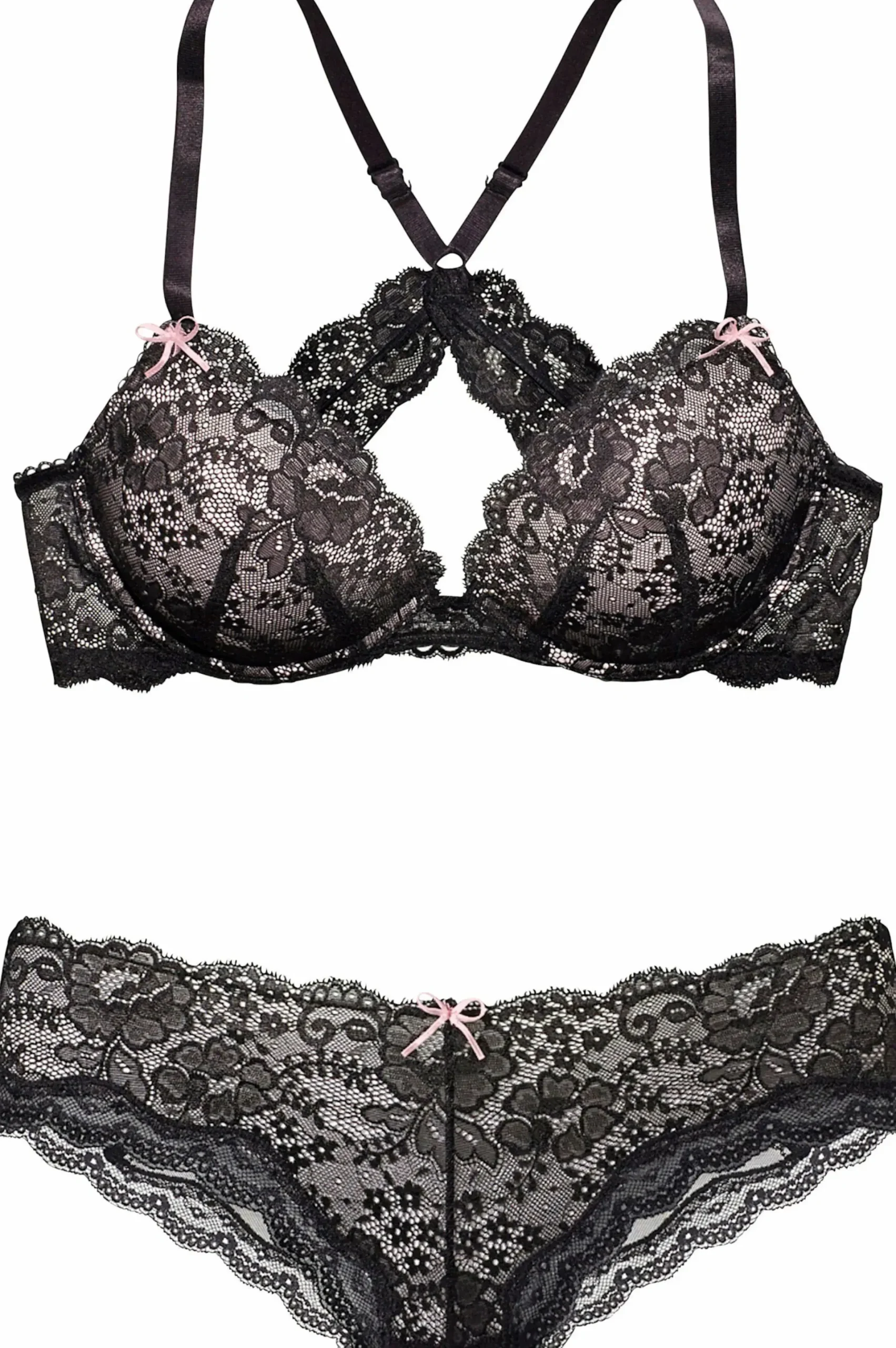 Bhs|LASCANA Set: Push-up-BH schwarz-rosa