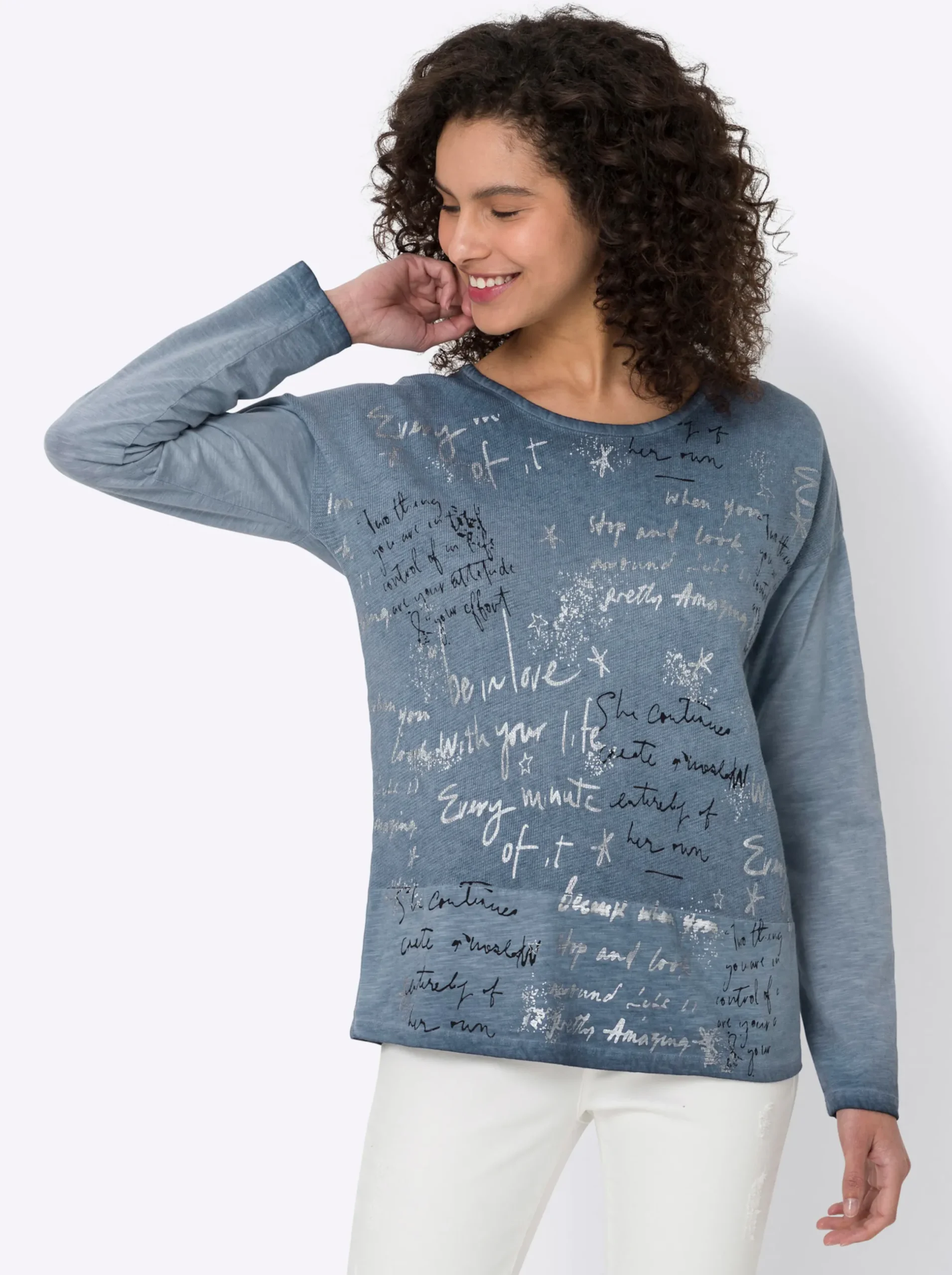 Shirts|heine Shirt rauchblau-bedruckt