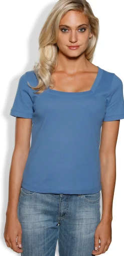 Basics|Shirts|heine Shirt aus Rippenware azurblau