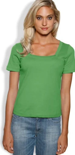 Strandmode|heine Shirt aus Rippenware grün