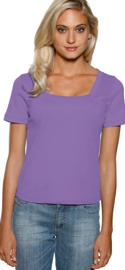 Strandmode|Basics|heine Shirt aus Rippenware lila