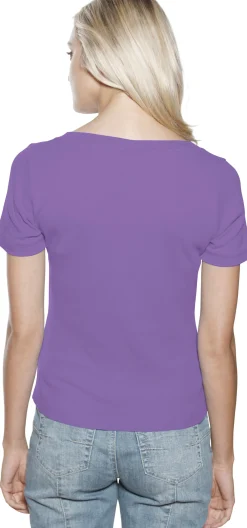 Strandmode|Basics|heine Shirt aus Rippenware lila