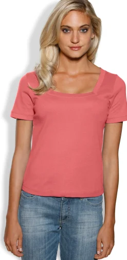 Basics|heine Shirt aus Rippenware koralle