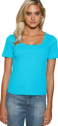 Strandmode|Shirts|heine Shirt aus Rippenware aqua