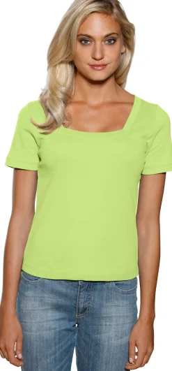 Strandmode|heine Shirt aus Rippenware kiwi