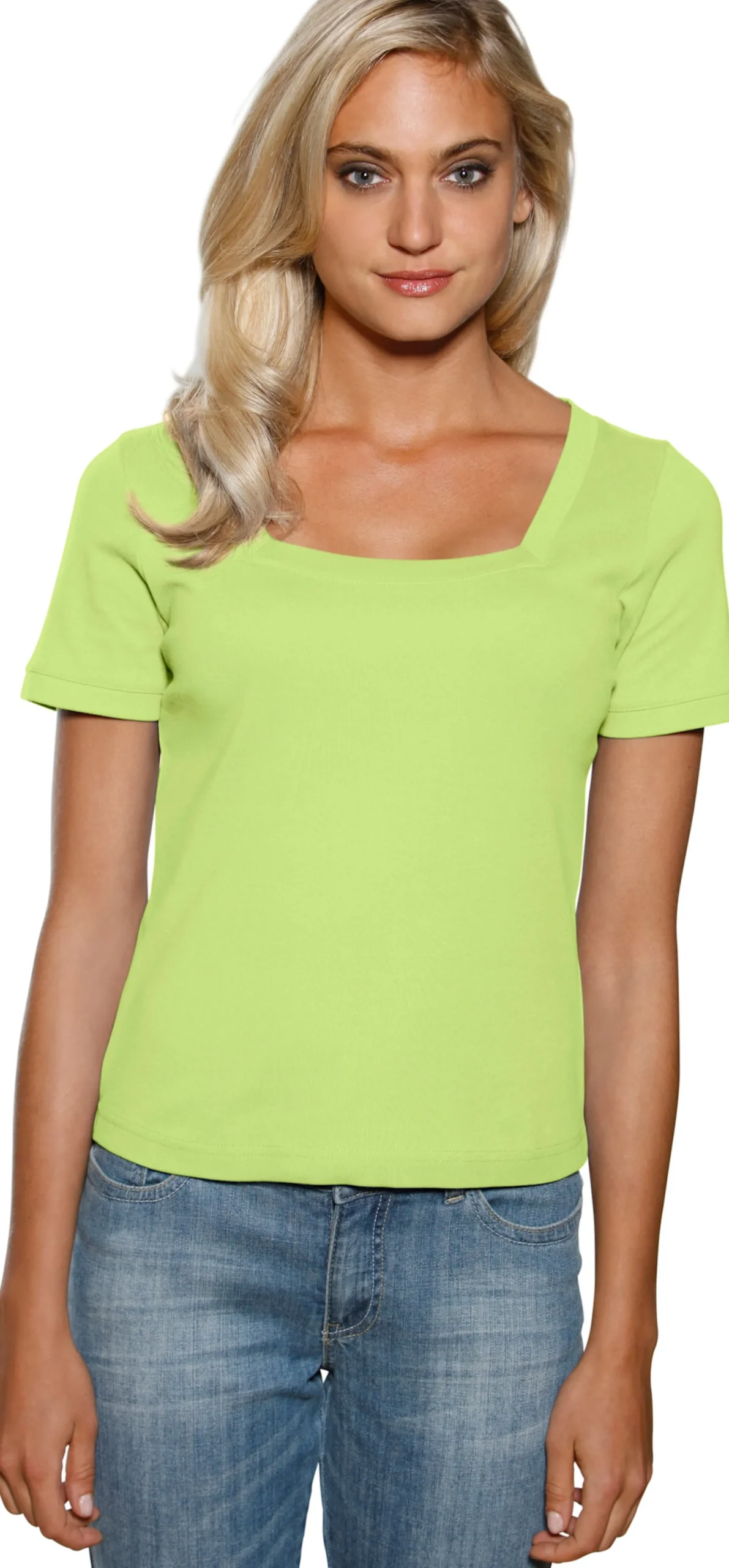 Strandmode|heine Shirt aus Rippenware kiwi