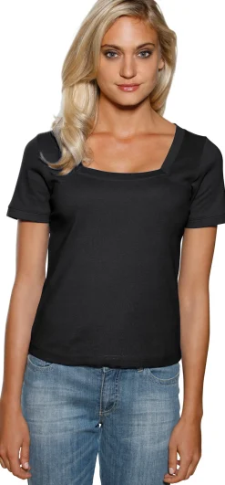 Basics|heine Shirt aus Rippenware schwarz