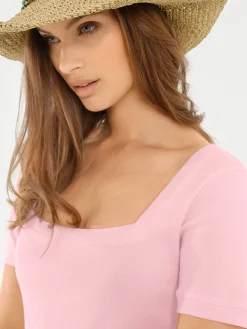 Basics|heine Shirt aus Rippenware rosé