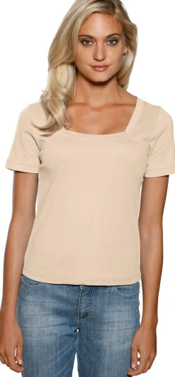 Basics|Shirts|heine Shirt aus Rippenware beige