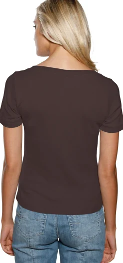 Strandmode|heine Shirt aus Rippenware schokobraun