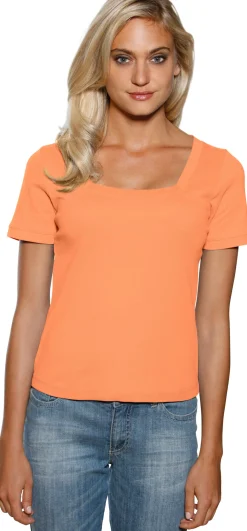 Strandmode|Basics|heine Shirt aus Rippenware orange