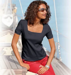 Basics|heine Shirt aus Rippenware marine
