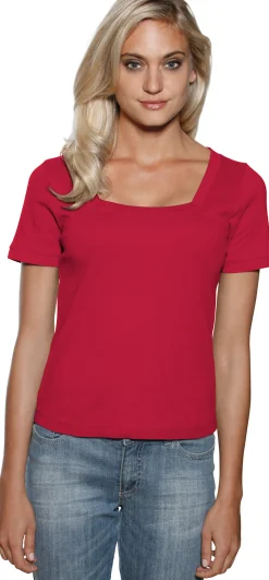 Strandmode|Basics|heine Shirt aus Rippenware rot