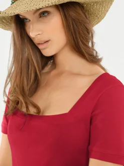 Strandmode|Basics|heine Shirt aus Rippenware rot