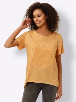 Shirts|heine Shirt mit geprägtem Frontmotiv ocker