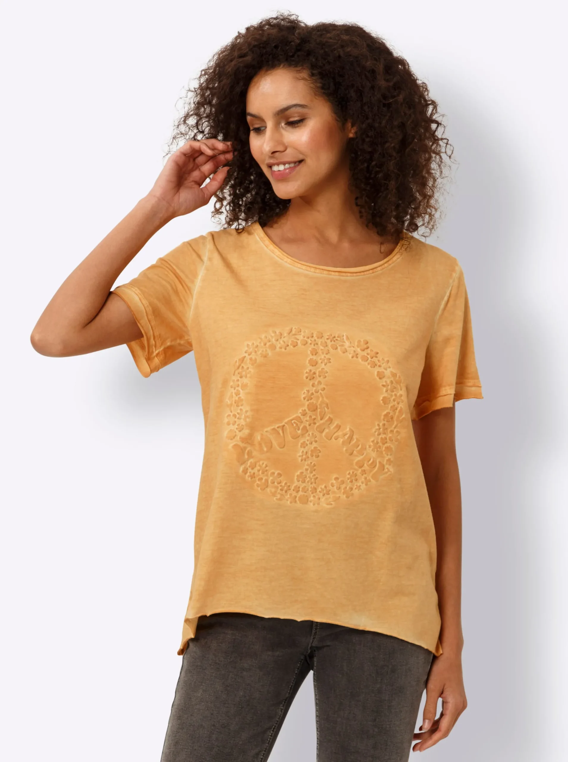 Shirts|heine Shirt mit geprägtem Frontmotiv ocker