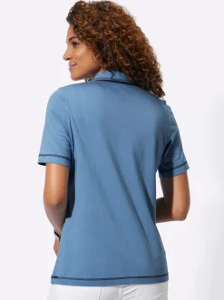 Shirts| Shirt mit Kontrast-Details mittelblau