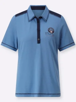 Shirts| Shirt mit Kontrast-Details mittelblau