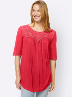 Strandmode|Shirts|heine Shirt mit Spitze rot