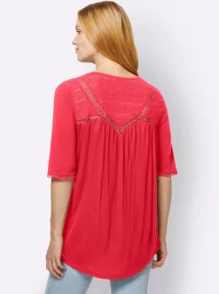 Strandmode|Shirts|heine Shirt mit Spitze rot