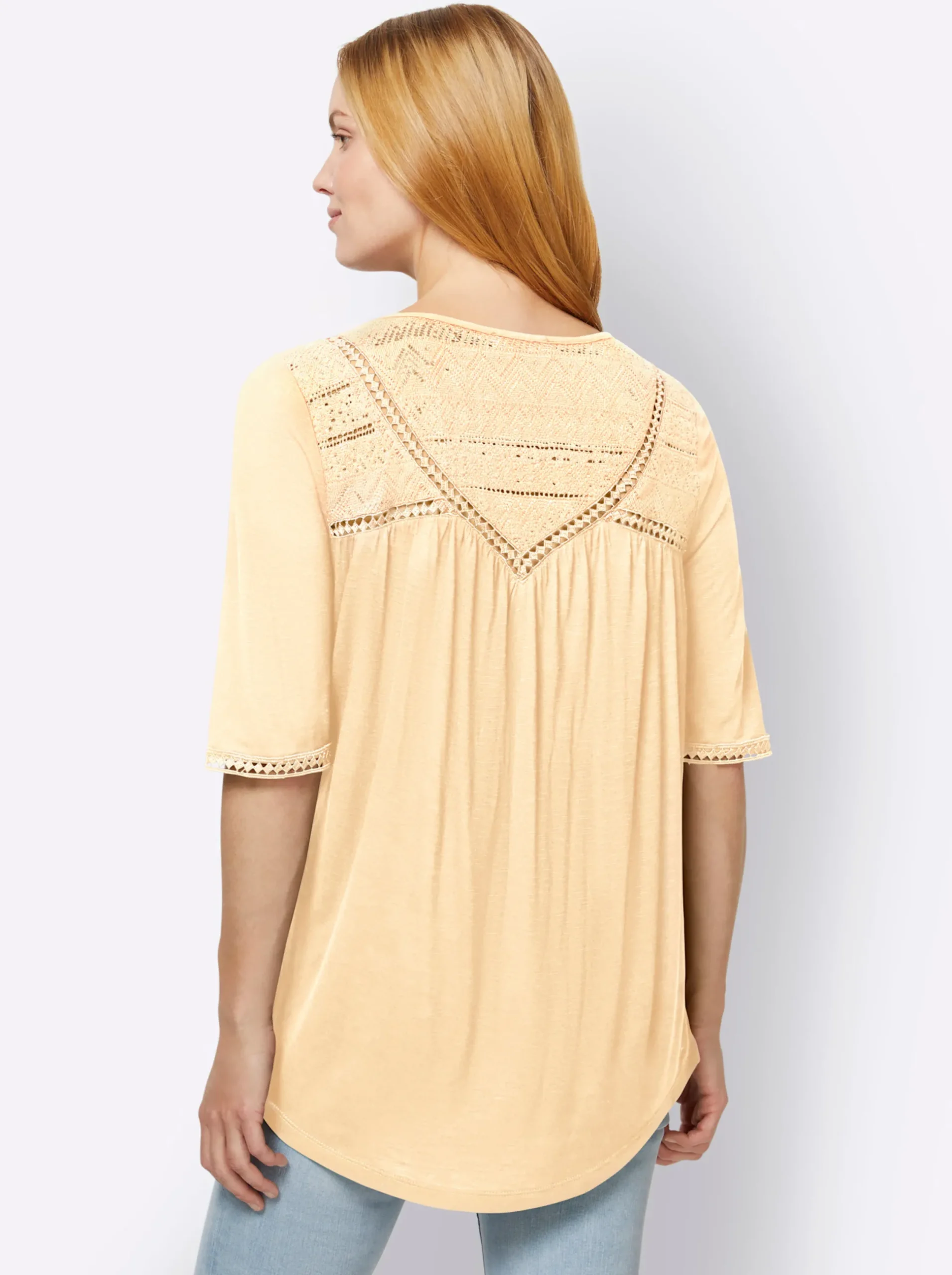 Strandmode|Shirts|heine Shirt mit Spitze zitrone