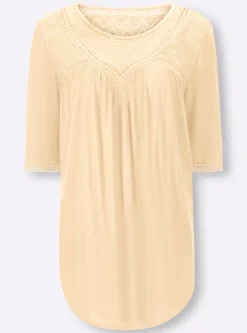 Strandmode|Shirts|heine Shirt mit Spitze zitrone