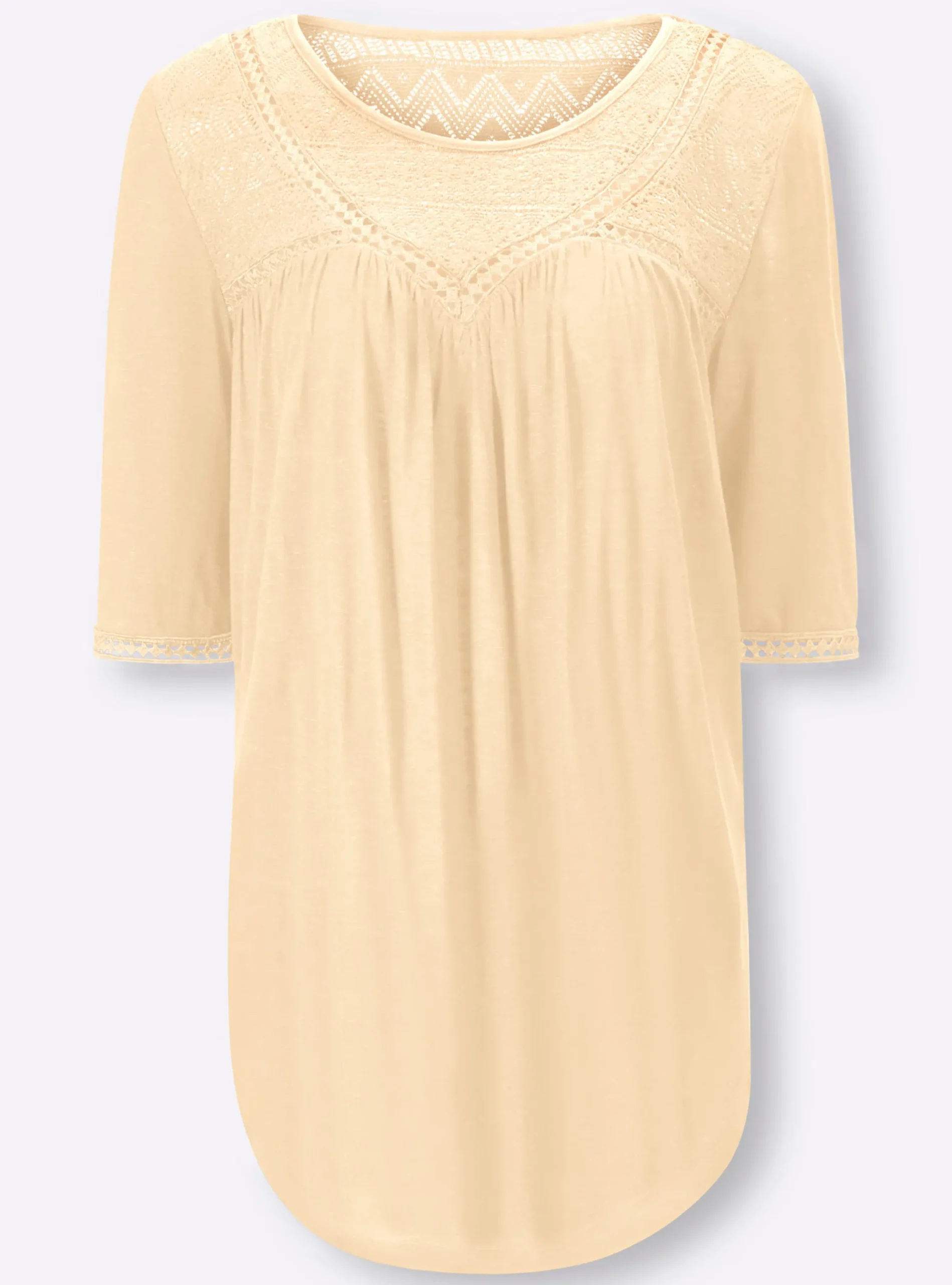Strandmode|Shirts|heine Shirt mit Spitze zitrone