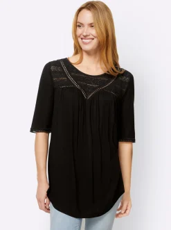 Strandmode|Shirts|heine Shirt mit Spitze schwarz