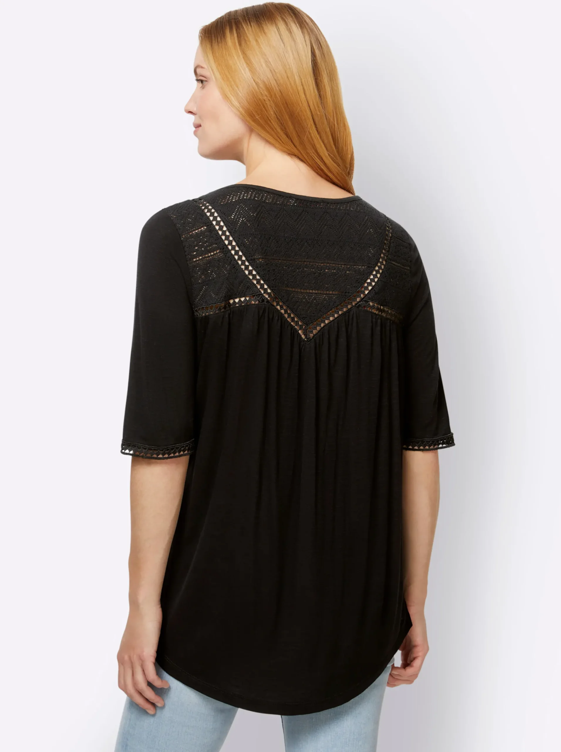 Strandmode|Shirts|heine Shirt mit Spitze schwarz