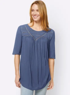 Shirts|heine Shirt mit Spitze jeansblau