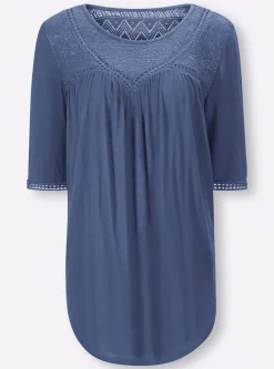 Shirts|heine Shirt mit Spitze jeansblau