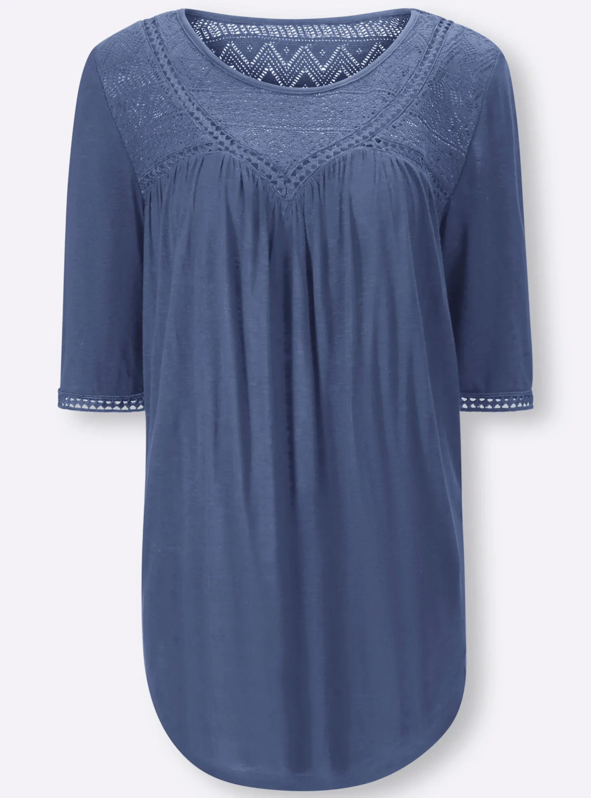 Shirts|heine Shirt mit Spitze jeansblau