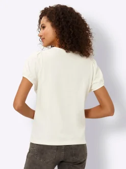 Shirts|heine Shirt mit Spitzen-Applikation champagner