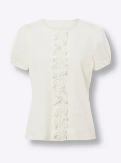 Shirts|heine Shirt mit Spitzen-Applikation champagner
