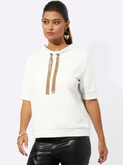 Shirts| Shirt mit weitenverstellbarem Stehkragen ecru